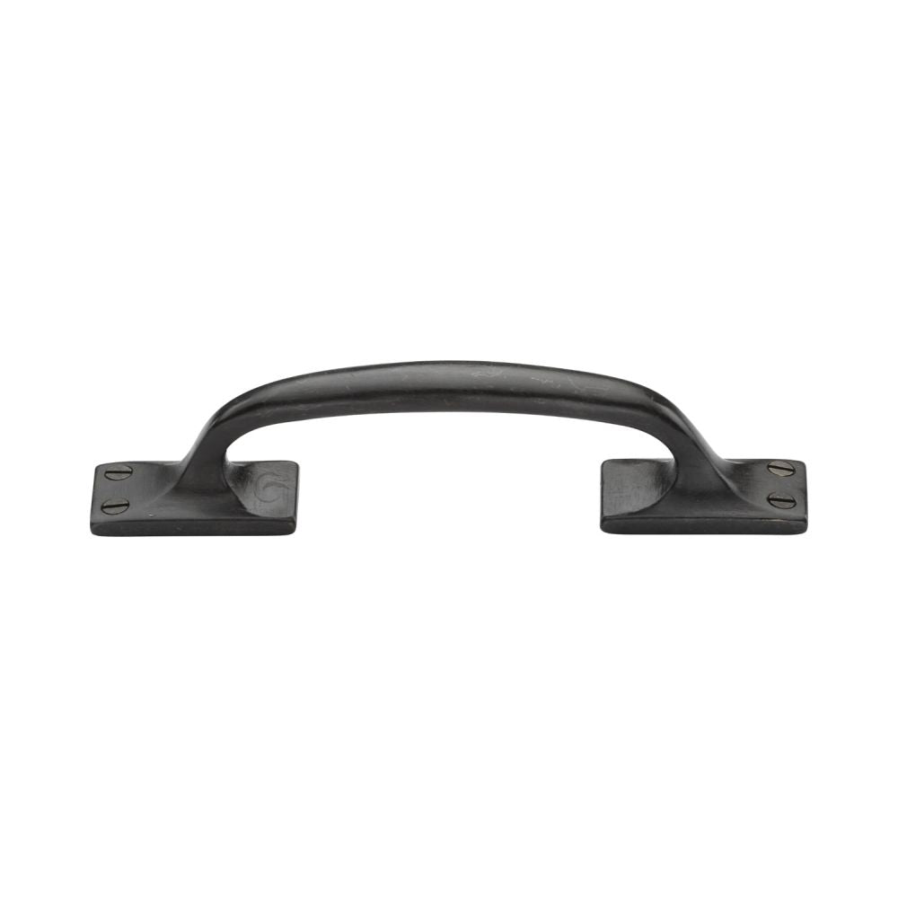 This is an image of a M.Marcus - Rustic Dark Bronze Cabinet Pull Offset Design 159mm, rdb1145-159 that is available to order from T.H Wiggans Ironmongery in Kendal.
