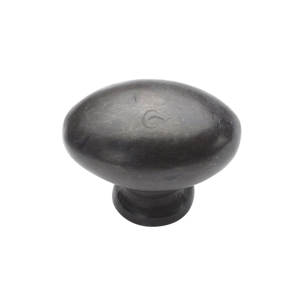 This is an image of a M.Marcus - Rustic Dark Bronze Cabinet Knob Oval Design 32mm, rdb118-32 that is available to order from T.H Wiggans Ironmongery in Kendal.
