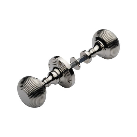 This is an image of a Heritage Brass - Reeded Rim Knob Polished Nickel Finish, rim-v971-pnf that is available to order from T.H Wiggans Ironmongery in Kendal.
