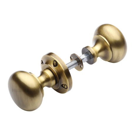 This is an image of a Heritage Brass - Victoria Rim Knob Antique Brass Finish, rim-v980-at that is available to order from T.H Wiggans Ironmongery in Kendal.