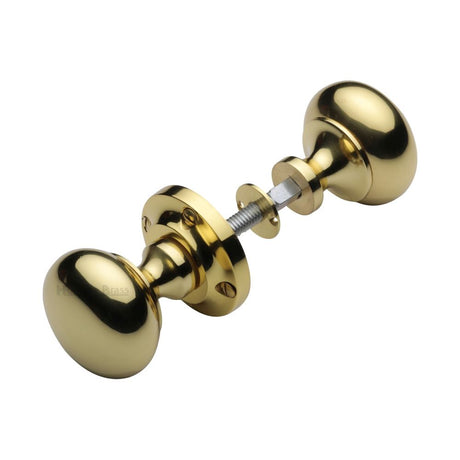This is an image of a Heritage Brass - Victoria Rim Knob Polished Brass Finish, rim-v980-pb that is available to order from T.H Wiggans Ironmongery in Kendal.