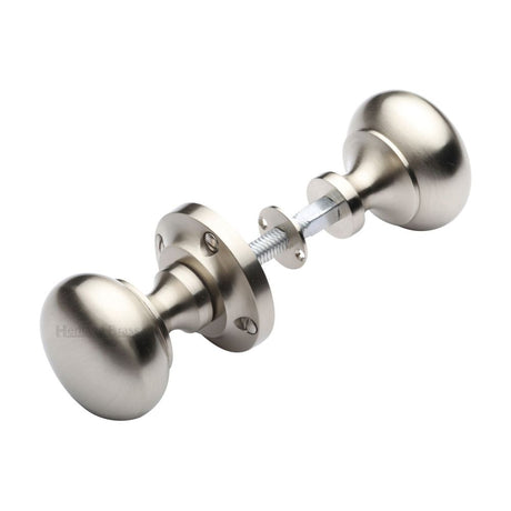 This is an image of a Heritage Brass - Victoria Rim Knob Satin Nickel Finish, rim-v980-sn that is available to order from T.H Wiggans Ironmongery in Kendal.