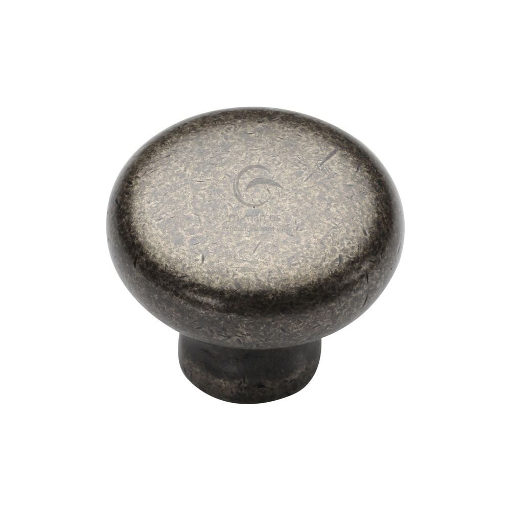 This is an image of a M.Marcus - Rustic Pewter Cabinet Knob Round Design 32mm, rpw117-32 that is available to order from T.H Wiggans Ironmongery in Kendal.