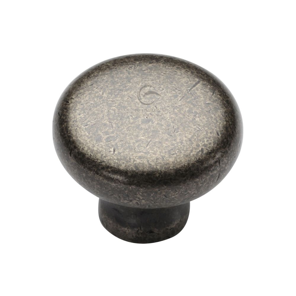 This is an image of a M.Marcus - Rustic Pewter Cabinet Knob Round Design 38mm, rpw117-38 that is available to order from T.H Wiggans Ironmongery in Kendal.