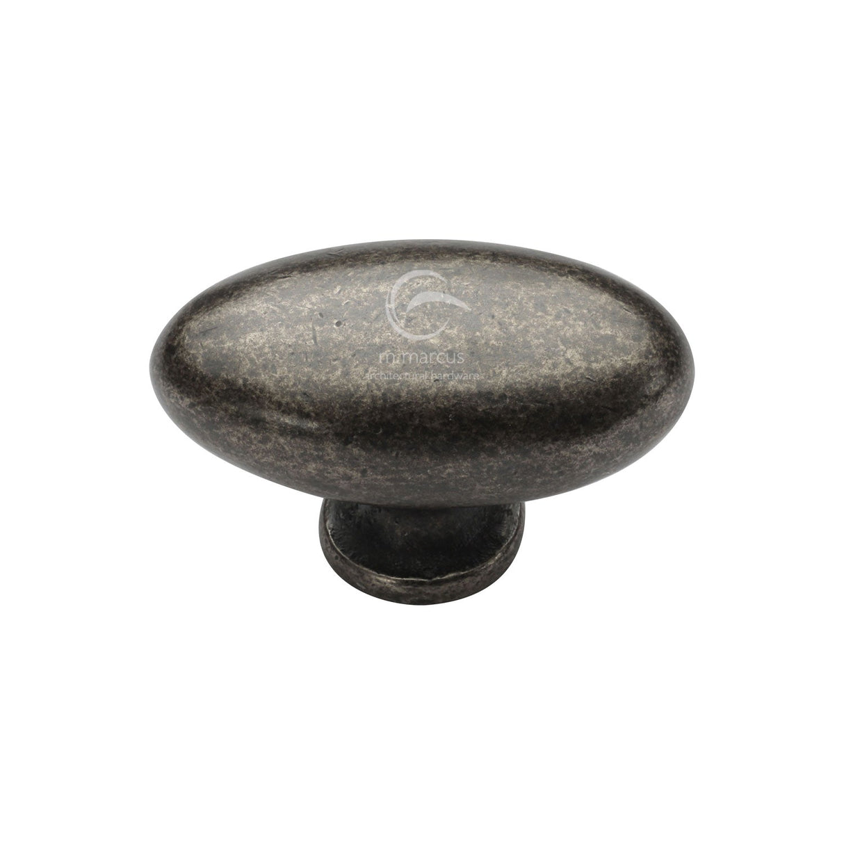This is an image of a M.Marcus - Rustic Pewter Cabinet Knob Oval Design 50mm Pewter Finish, rpw118-50 that is available to order from T.H Wiggans Ironmongery in Kendal.