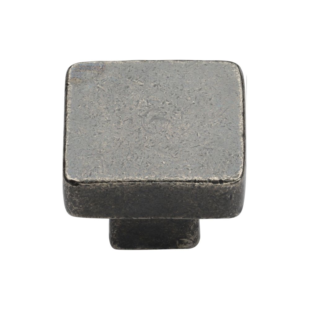 This is an image of a M.Marcus - Rustic Pewter Cabinet Knob Square Design 32mm, rpw3674-32 that is available to order from T.H Wiggans Ironmongery in Kendal.