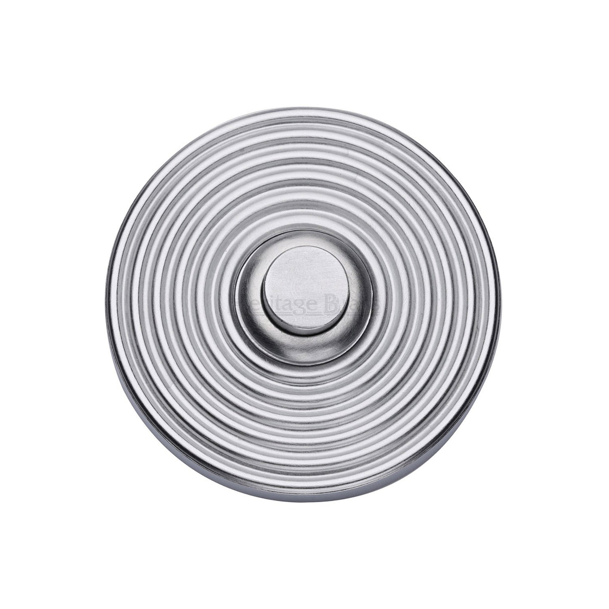 This is an image of a Heritage Brass - Reeded Bell Push Satin Chrome finish, rr1186-sc that is available to order from T.H Wiggans Ironmongery in Kendal.