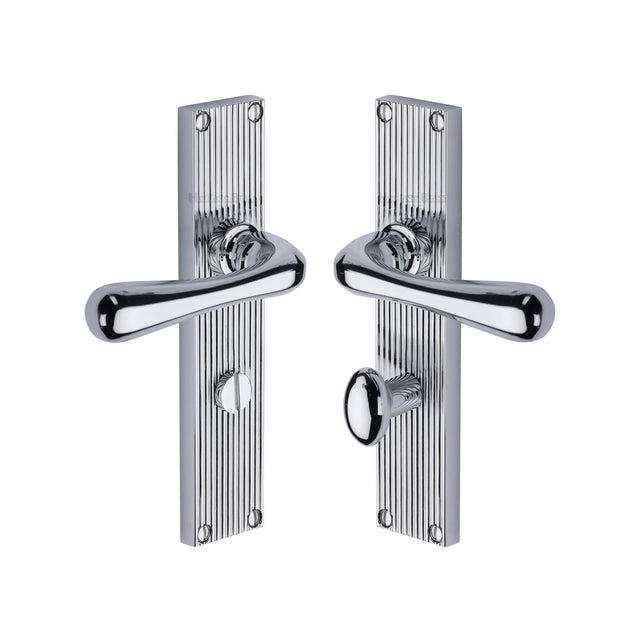 This is an image of a Heritage Brass - Charlbury Reeded Bathroom Set Polished Chrome finish, rr3030-pc that is available to order from T.H Wiggans Ironmongery in Kendal.