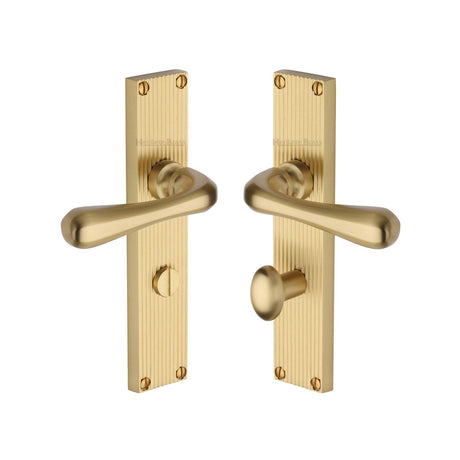 This is an image of a Heritage Brass - Charlbury Reeded Bathroom Set Satin Brass finish, rr3030-sb that is available to order from T.H Wiggans Ironmongery in Kendal.
