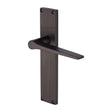 This is an image of a Heritage Brass - Gio Reeded Lever Latch Matt Bronze finish, rr4710-mb that is available to order from T.H Wiggans Ironmongery in Kendal.