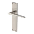 This is an image of a Heritage Brass - Gio Reeded Lever Latch Satin Nickel finish, rr4710-sn that is available to order from T.H Wiggans Ironmongery in Kendal.