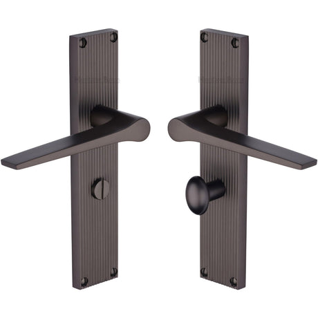 This is an image of a Heritage Brass - Gio Reeded Bathroom set Matt Bronze finish, rr4730-mb that is available to order from T.H Wiggans Ironmongery in Kendal.