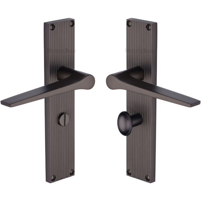 This is an image of a Heritage Brass - Gio Reeded Bathroom set Matt Bronze finish, rr4730-mb that is available to order from T.H Wiggans Ironmongery in Kendal.