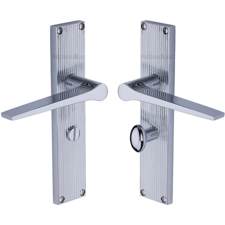 This is an image of a Heritage Brass - Gio Reeded Bathroom set Polished Chrome finish, rr4730-pc that is available to order from T.H Wiggans Ironmongery in Kendal.