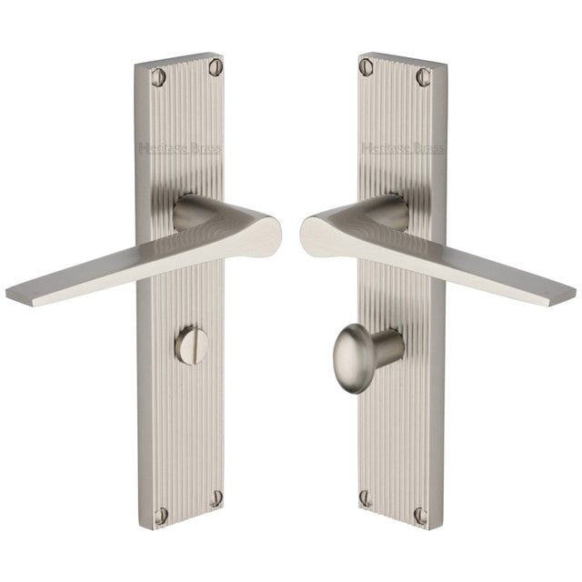 This is an image of a Heritage Brass - Gio Reeded Bathroom set Satin Nickel finish, rr4730-sn that is available to order from T.H Wiggans Ironmongery in Kendal.