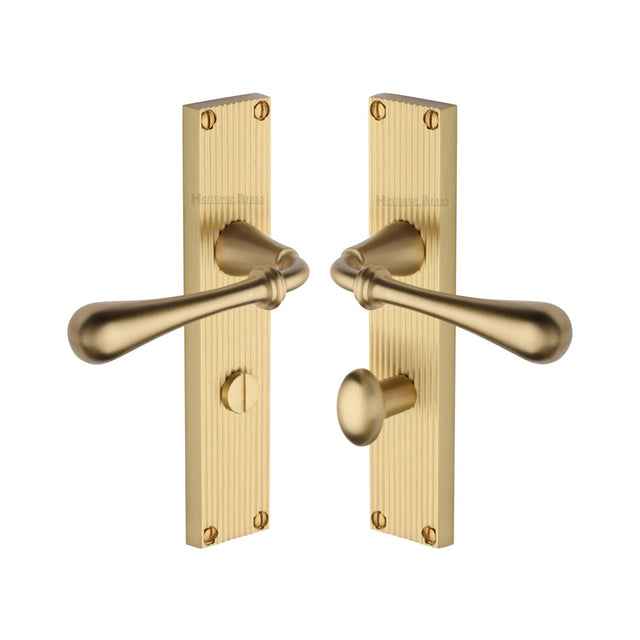 This is an image of a Heritage Brass - Roma Reeded Bathroom set Satin Brass finish, rr6030-sb that is available to order from T.H Wiggans Ironmongery in Kendal.