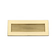 This is an image of a Heritage Brass - Reeded Letterplate 10" x 4" Unlacquered Brass finish, rr852-254-101-ulb that is available to order from T.H Wiggans Ironmongery in Kendal.