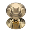This is an image of a Heritage Brass - Centre Door Knob Reeded Design 3 1/2 Polished Brass Finish, rr906-pb that is available to order from T.H Wiggans Ironmongery in Kendal.