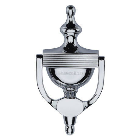This is an image of a Heritage Brass - Urn Knocker 7 1/4" Polished Chrome finish, rr912-195-pc that is available to order from T.H Wiggans Ironmongery in Kendal.
