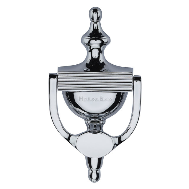 This is an image of a Heritage Brass - Urn Knocker 7 1/4" Polished Chrome finish, rr912-195-pc that is available to order from T.H Wiggans Ironmongery in Kendal.