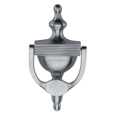 This is an image of a Heritage Brass - Urn Knocker 7 1/4" Satin Chrome finish, rr912-195-sc that is available to order from T.H Wiggans Ironmongery in Kendal.