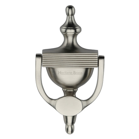 This is an image of a Heritage Brass - Urn Knocker 7 1/4" Satin Nickel finish, rr912-195-sn that is available to order from T.H Wiggans Ironmongery in Kendal.