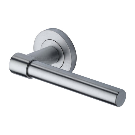 This is an image of a Heritage Brass - Door Handle Lever on Rose Phoenix Design Satin Chrome Finish, rs2017-sc that is available to order from T.H Wiggans Ironmongery in Kendal.