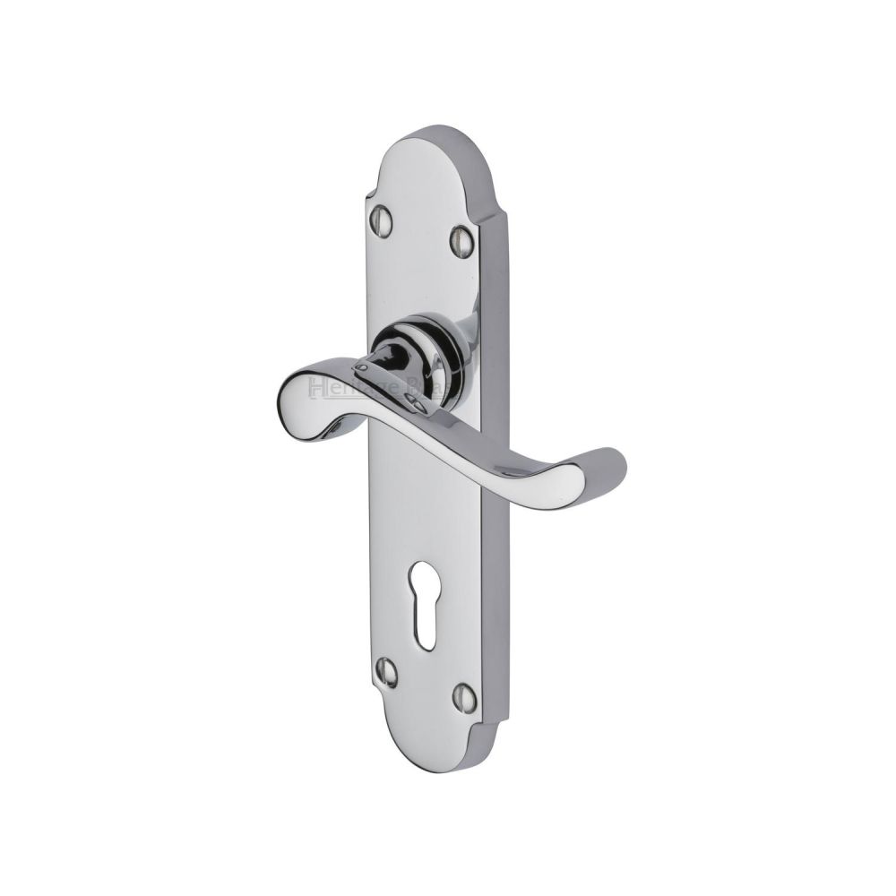 This is an image of a Heritage Brass - Door Handle Lever Lock Savoy Design Polished Chrome Finish, s600-pc that is available to order from T.H Wiggans Ironmongery in Kendal.