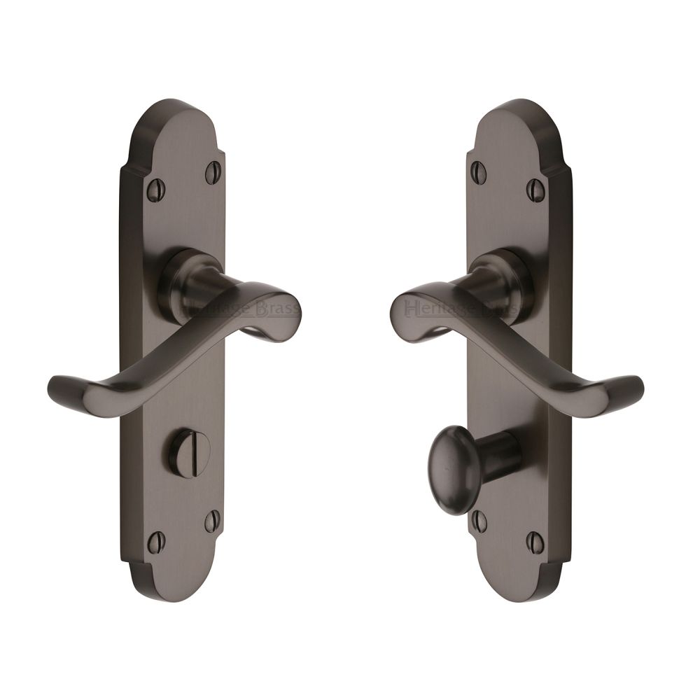 This is an image of a Heritage Brass - Door Handle for Bathroom Savoy Design Matt Bronze Finish, s620-mb that is available to order from T.H Wiggans Ironmongery in Kendal.