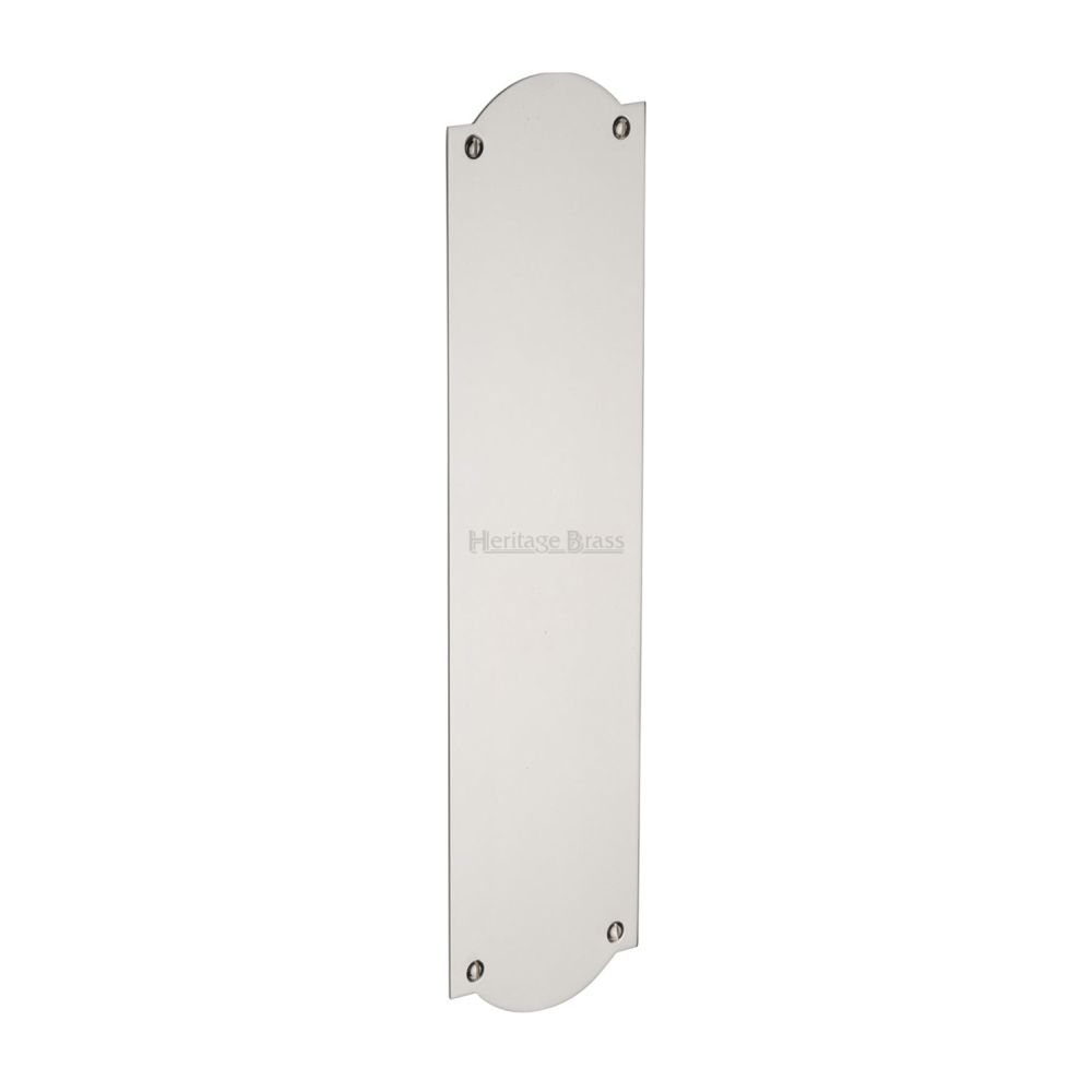 This is an image of a Heritage Brass - Fingerplate 305 x 77mm - Polished Nickel Finish, s640-pnf that is available to order from T.H Wiggans Ironmongery in Kendal.