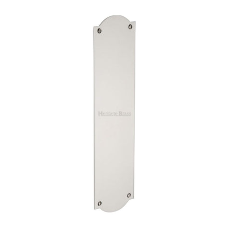 This is an image of a Heritage Brass - Fingerplate 305 x 77mm - Polished Nickel Finish, s640-pnf that is available to order from T.H Wiggans Ironmongery in Kendal.