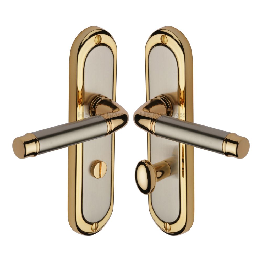 This is an image of a Heritage Brass - Door Handle for Bathroom Saturn Design Jupiter Finish, sat1030-jp that is available to order from T.H Wiggans Ironmongery in Kendal.