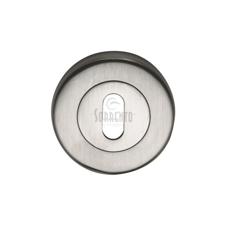 This is an image of a Sorrento - Keyhole Escutcheon Satin Chrome Finish, sc-0191-sc that is available to order from T.H Wiggans Ironmongery in Kendal.