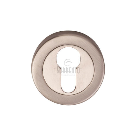 This is an image of a Sorrento - Euro Profile Cylinder Escutcheon Satin Nickel Finish, sc-0192-sn that is available to order from T.H Wiggans Ironmongery in Kendal.