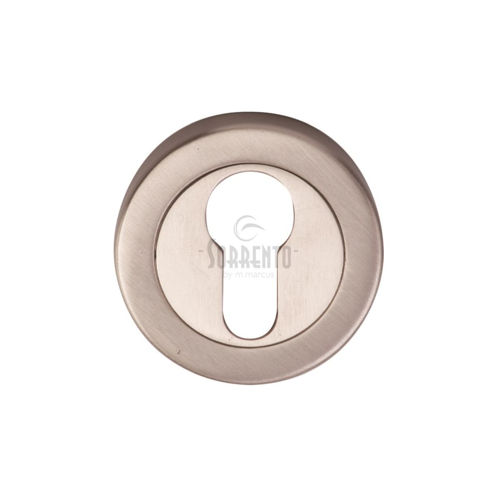 This is an image of a Sorrento - Euro Profile Cylinder Escutcheon Satin Nickel Finish, sc-0192-sn that is available to order from T.H Wiggans Ironmongery in Kendal.