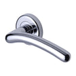 This is an image of a Sorrento - Door Handle Lever Latch on Round Rose Ico Design Polished Chrome Finish, sc-2012-pc that is available to order from T.H Wiggans Ironmongery in Kendal.