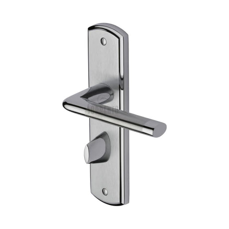 This is an image of a Sorrento - Door Handle for Bathroom Lena Design Apollo Finish, sc-2330-ap that is available to order from T.H Wiggans Ironmongery in Kendal.