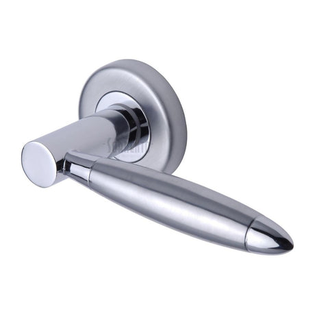 This is an image of a Sorrento - Door Handle Lever Latch on Round Rose Fluo Design Apollo Finish, sc-3952-ap that is available to order from T.H Wiggans Ironmongery in Kendal.