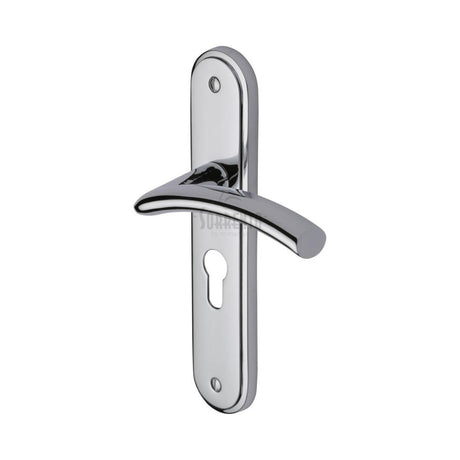 This is an image of a Sorrento - Door Handle for Euro Profile Plate Tosca Design Polished Chrome Finish, sc-4348-pc that is available to order from T.H Wiggans Ironmongery in Kendal.