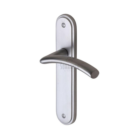 This is an image of a Sorrento - Door Handle Lever Latch Tosca Design Satin Chrome Finish, sc-4360-sc that is available to order from T.H Wiggans Ironmongery in Kendal.