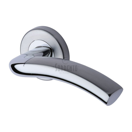 This is an image of a Sorrento - Door Handle Lever Latch on Round Rose Como Design Apollo Finish, sc-4582-ap that is available to order from T.H Wiggans Ironmongery in Kendal.