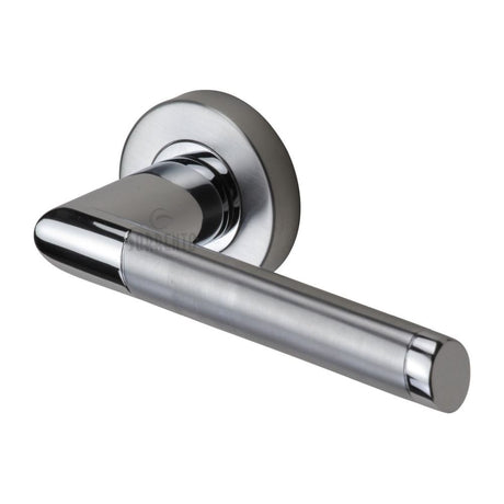 This is an image of a Sorrento - Door Handle Lever Latch on Round Rose Mercury Design Apollo Finish, sc-4692-ap that is available to order from T.H Wiggans Ironmongery in Kendal.