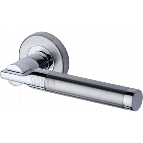 This is an image of a Sorrento - Door Handle Lever Latch on Round Rose Salo Design Apollo Finish, sc-4786-ap that is available to order from T.H Wiggans Ironmongery in Kendal.