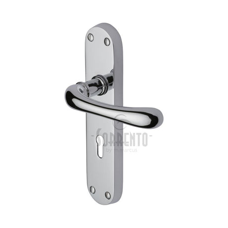 This is an image of a Sorrento - Door Handle Lever Lock Donna Design Polished Chrome Finish, sc-6350-pc that is available to order from T.H Wiggans Ironmongery in Kendal.