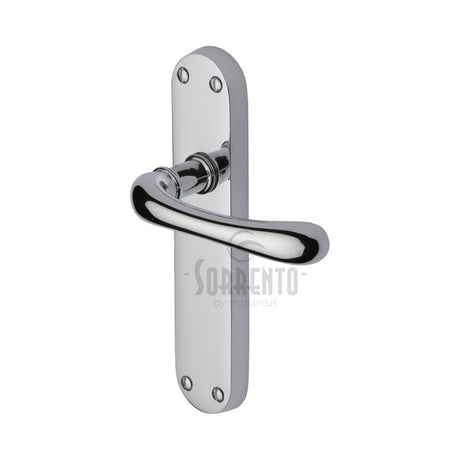 This is an image of a Sorrento - Door Handle Lever Latch Donna Design Polished Chrome Finish, sc-6360-pc that is available to order from T.H Wiggans Ironmongery in Kendal.