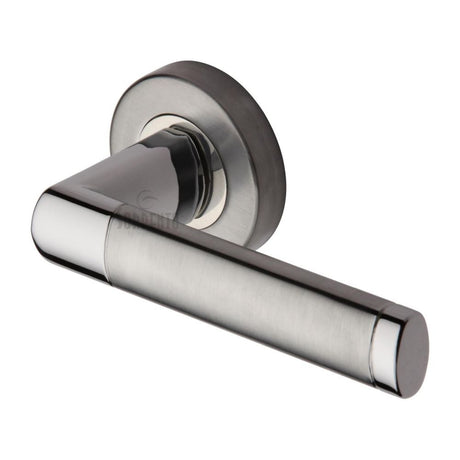This is an image of a Sorrento - Door Handle Lever Latch on Round Rose Milan Design Apollo Finish, sc-6420-ap that is available to order from T.H Wiggans Ironmongery in Kendal.