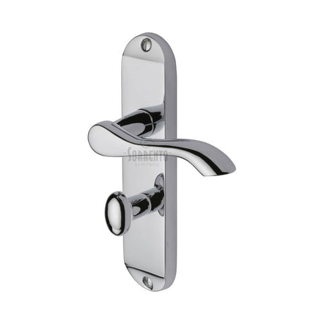 This is an image of a Sorrento - Door Handle for Bathroom Aurora Design Polished Chrome Finish, sc-7330-pc that is available to order from T.H Wiggans Ironmongery in Kendal.