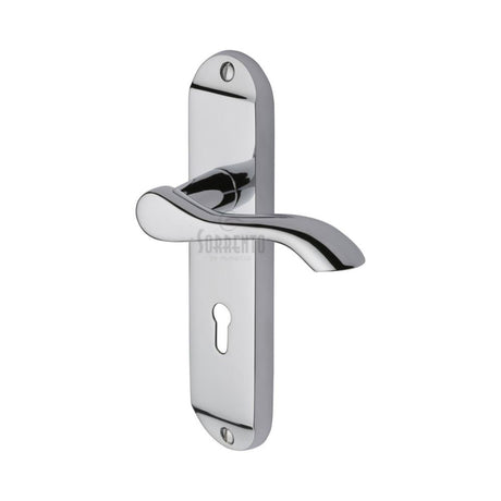 This is an image of a Sorrento - Door Handle Lever Lock Aurora Design Polished Chrome Finish, sc-7350-pc that is available to order from T.H Wiggans Ironmongery in Kendal.