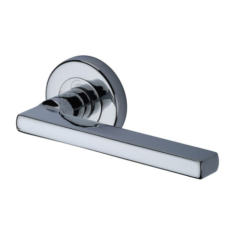 This is an image of a Sorrento - Door Handle Lever Latch Vector Design Polished Chrome Finish, sc-7580-pc that is available to order from T.H Wiggans Ironmongery in Kendal.