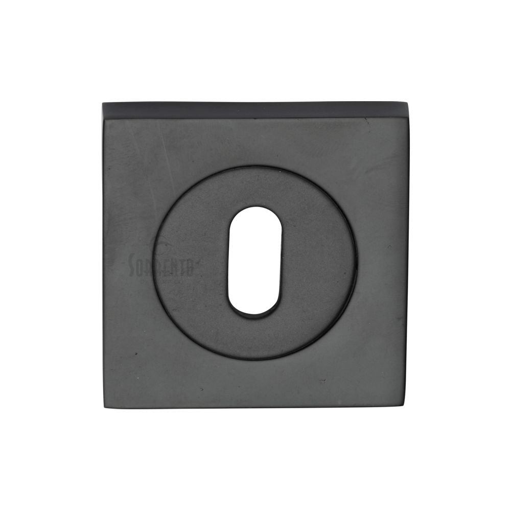 This is an image of a Sorrento - Keyhole Square Escutcheon Matt Black Finish, sc-sq0191-blk that is available to order from T.H Wiggans Ironmongery in Kendal.